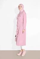 Hijab clothing POWDER BUTTON TRIMMED BELTED TUNIC 3375