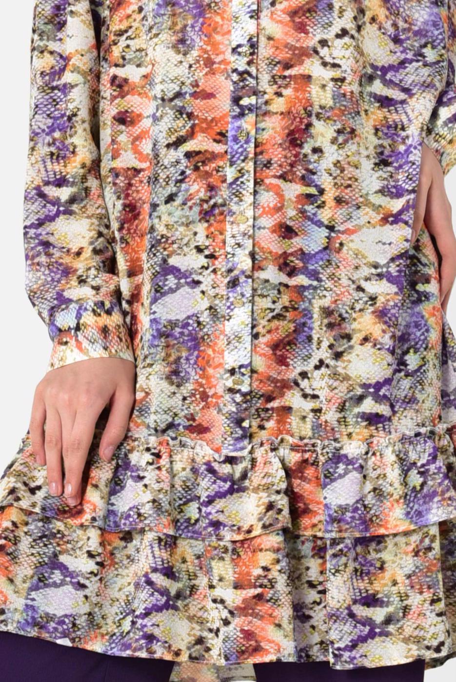 Tesettür giyim MOR ALVİNA RENKLİ DESENLİ TUNİK 4031 