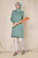 Tesettür giyim MAVİ ALVİNA ÖRME VİSKON TUNİK 4037 