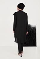 Tesettür giyim SİYAH ALVİNA BOYUNDAN BAĞLAMALI ASİMETRİK TUNİK 40447 