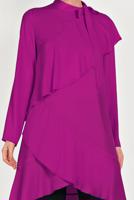 Tesettür giyim MOR ALVİNA BOYUNDAN BAĞLAMALI ASİMETRİK TUNİK 40447 