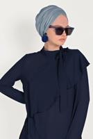 Tesettür giyim LACİVERT ALVİNA BOYUNDAN BAĞLAMALI ASİMETRİK TUNİK 40447 
