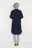 Tesettür giyim LACİVERT ALVİNA BOYUNDAN BAĞLAMALI ASİMETRİK TUNİK 40447 