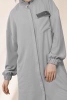 Tesettür giyim GRİ ALVİNA CEP DETAYLI TUNİK 4053
