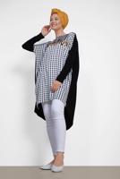 Tesettür giyim SİYAH ALVİNA KARELİ YAZI BASKILI TUNİK 4059