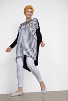 Tesettür giyim SİYAH ALVİNA KARELİ YAZI BASKILI TUNİK 4059