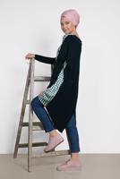 Tesettür giyim LACİVERT ALVİNA KARELİ YAZI BASKILI TUNİK 4059