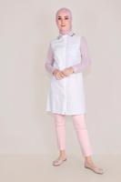 Tesettür giyim PUDRA ALVİNA PAMUKLU NAKIŞLI YAKA TUNİK T 40596