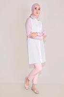 Tesettür giyim PUDRA ALVİNA PAMUKLU NAKIŞLI YAKA TUNİK T 40596