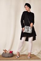 Tesettür giyim SİYAH ALVİNA ETEK UCU FIRFIRLI TUNİK 4066