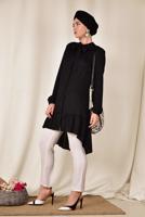 Tesettür giyim SİYAH ALVİNA ETEK UCU FIRFIRLI TUNİK 4066