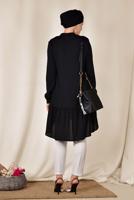 Tesettür giyim SİYAH ALVİNA ETEK UCU FIRFIRLI TUNİK 4066