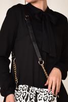 Tesettür giyim SİYAH ALVİNA ETEK UCU FIRFIRLI TUNİK 4066