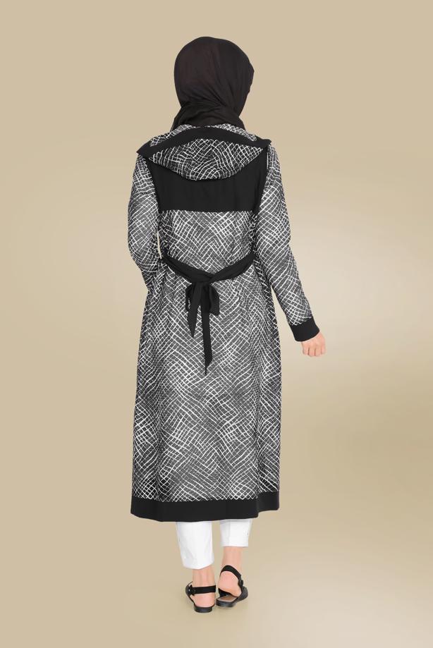 Vêtements hijab NOIR VESTE À MOTIF ALVİNA 40719 - TRENDTESETTÜR