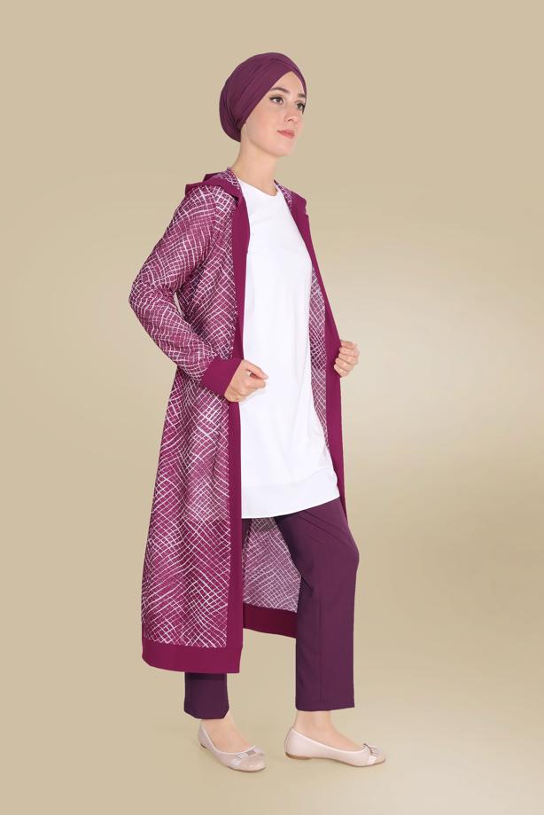Vêtements hijab FUCHSIA VESTE À MOTIF ALVİNA 40719 - TRENDTESETTÜR