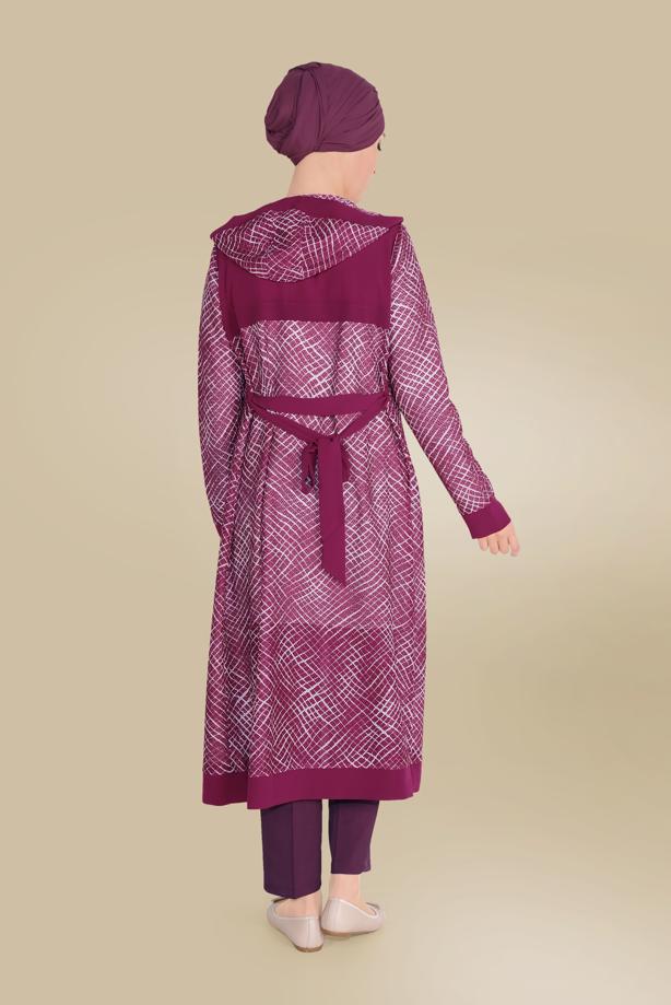 Vêtements hijab FUCHSIA VESTE À MOTIF ALVİNA 40719 - TRENDTESETTÜR