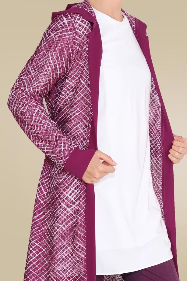 Vêtements hijab FUCHSIA VESTE À MOTIF ALVİNA 40719 - TRENDTESETTÜR