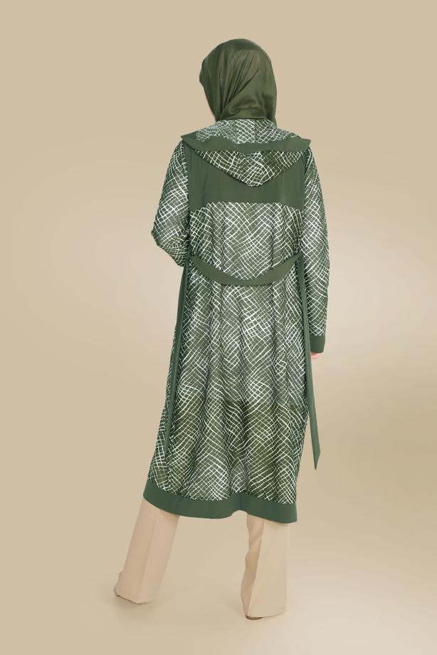 Vêtements hijab KAKI VESTE À MOTIF ALVİNA 40719 - TRENDTESETTÜR