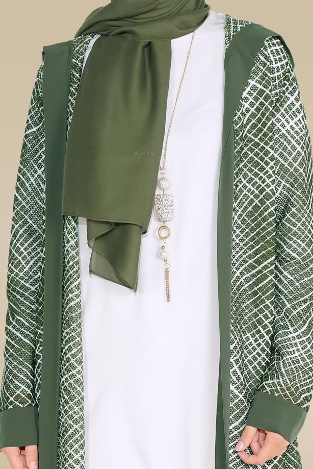 Vêtements hijab KAKI VESTE À MOTIF ALVİNA 40719 - TRENDTESETTÜR