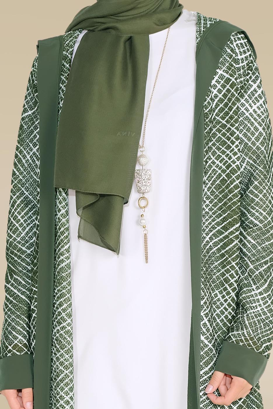 Tesettür giyim HAKİ ALVİNA DESENLİ CEKET 40719 