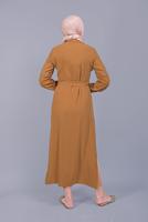 Tesettür giyim TURUNCU ALVİNA NAKIŞLI KUŞAKLI TUNİK 40739 