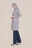 Tesettür giyim GRİ ALVİNA BELİ BÜZGÜLÜ TUNİK 40746 