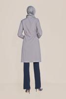 Tesettür giyim GRİ ALVİNA BELİ BÜZGÜLÜ TUNİK 40746 
