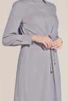 Tesettür giyim GRİ ALVİNA BELİ BÜZGÜLÜ TUNİK 40746 