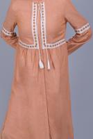 Tesettür giyim TURUNCU ALVİNA NAKIŞLI KETEN TUNİK 40779 