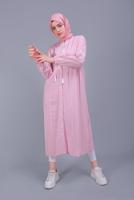 Tesettür giyim PEMBE ALVİNA NAKIŞLI KETEN TUNİK 40779 