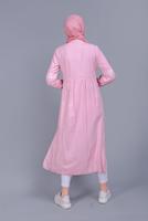 Tesettür giyim PEMBE ALVİNA NAKIŞLI KETEN TUNİK 40779 
