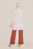 Tesettür giyim KREM ALVİNA FIRFIRLI VİSKON TUNİK 40822 