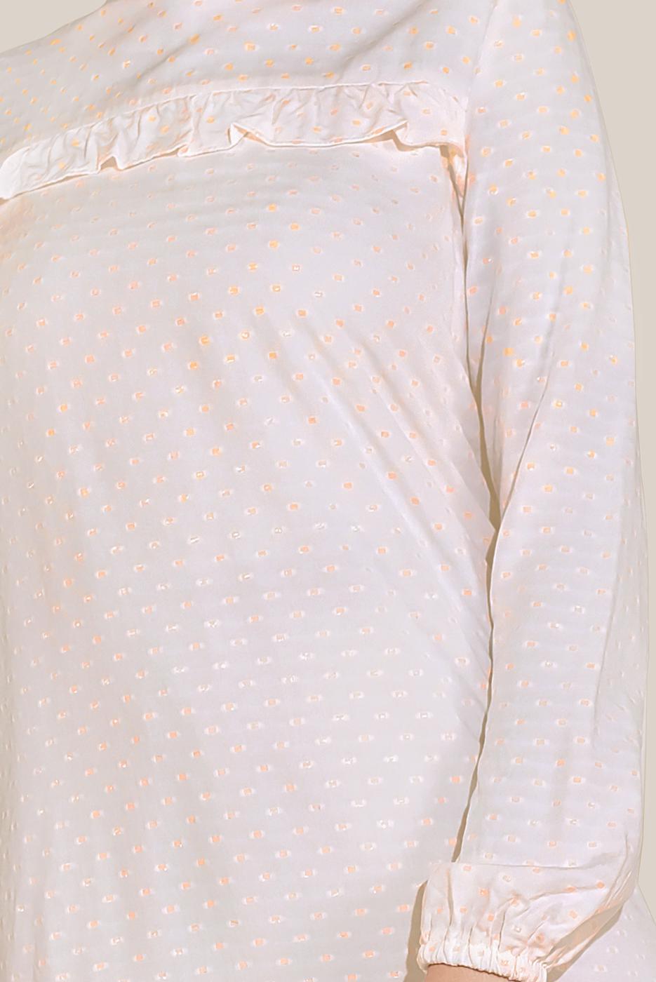 Tesettür giyim KREM ALVİNA FIRFIRLI VİSKON TUNİK 40822 