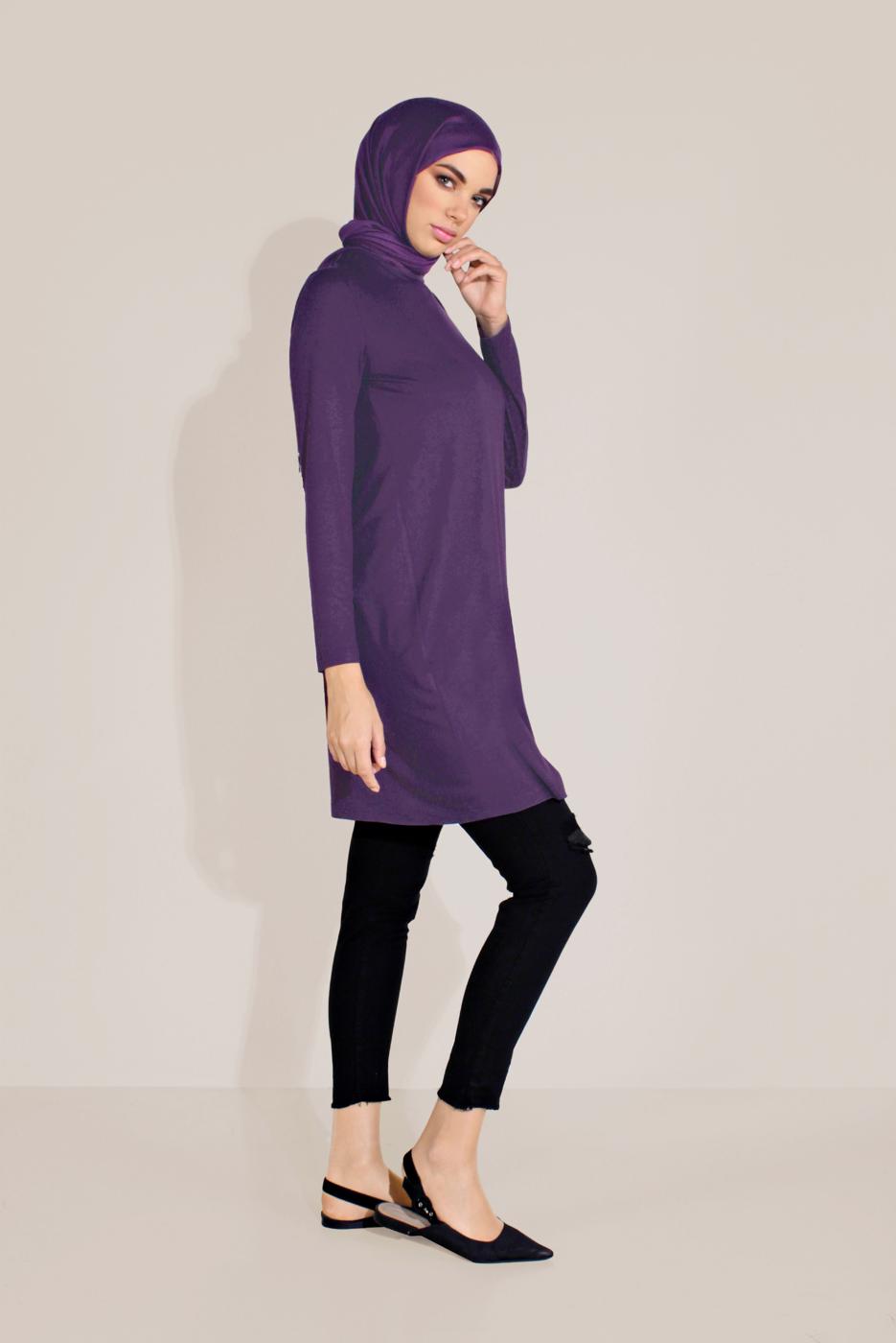 Tesettür giyim MOR ALVİNA ÖRME VİSKON TUNİK 40825 