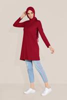 Tesettür giyim BORDO ALVİNA ÖRME VİSKON TUNİK 40825 