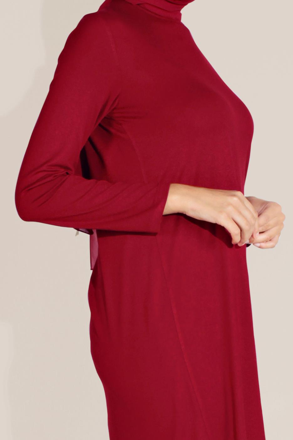 Tesettür giyim BORDO ALVİNA ÖRME VİSKON TUNİK 40825 