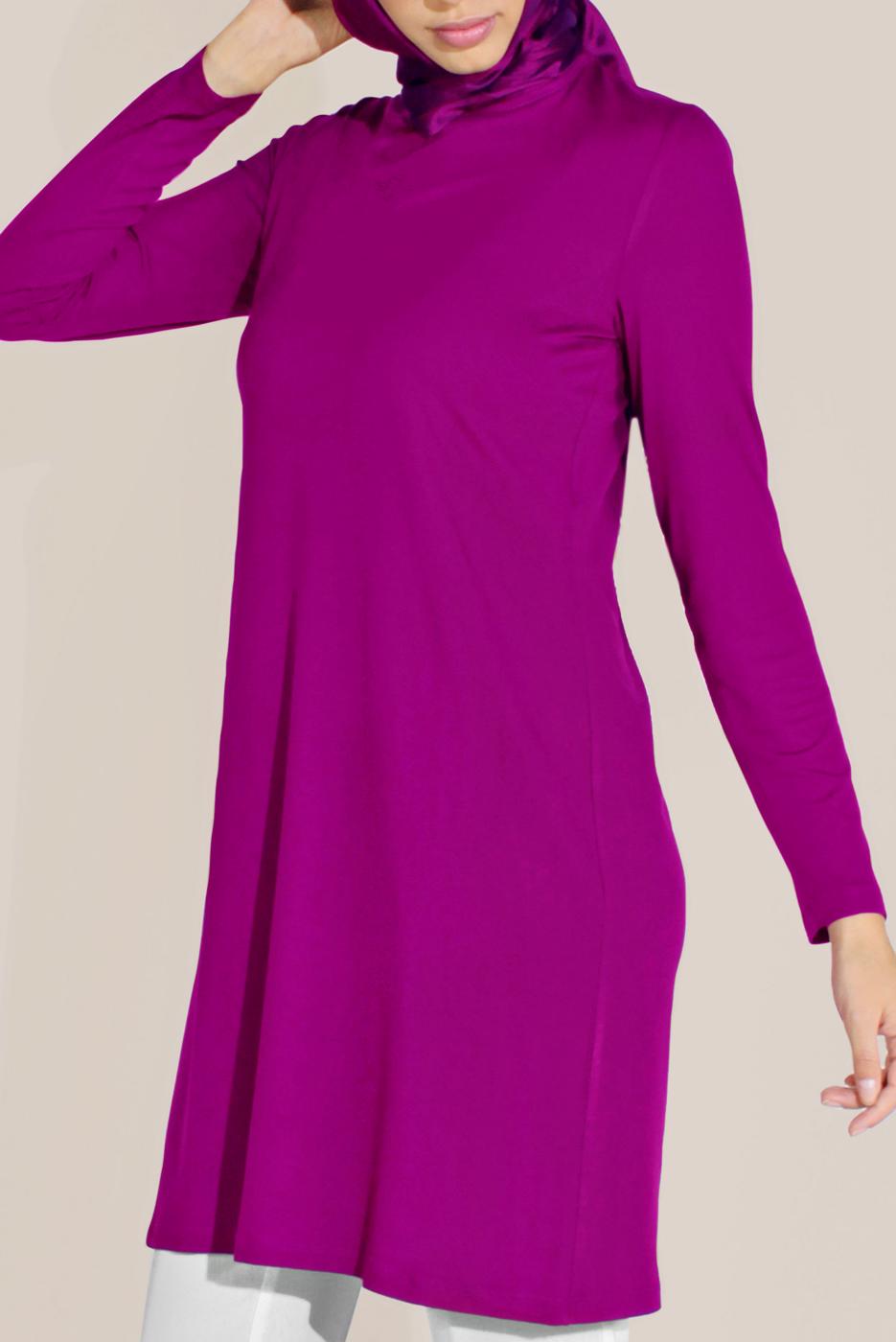 Tesettür giyim FUŞYA ALVİNA ÖRME VİSKON TUNİK 40825 