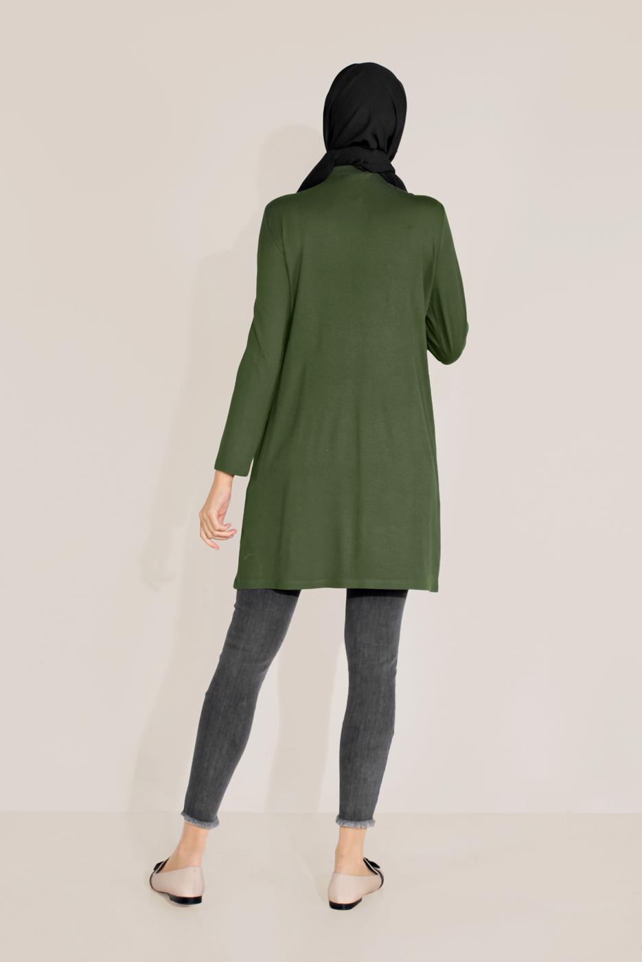 Tesettür giyim HAKİ ALVİNA ÖRME VİSKON TUNİK 40825 