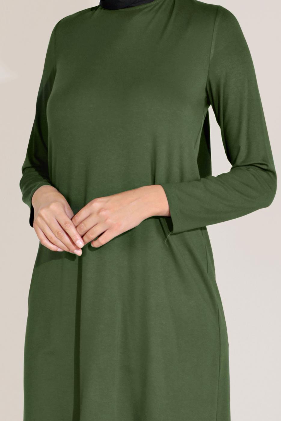 Tesettür giyim HAKİ ALVİNA ÖRME VİSKON TUNİK 40825 