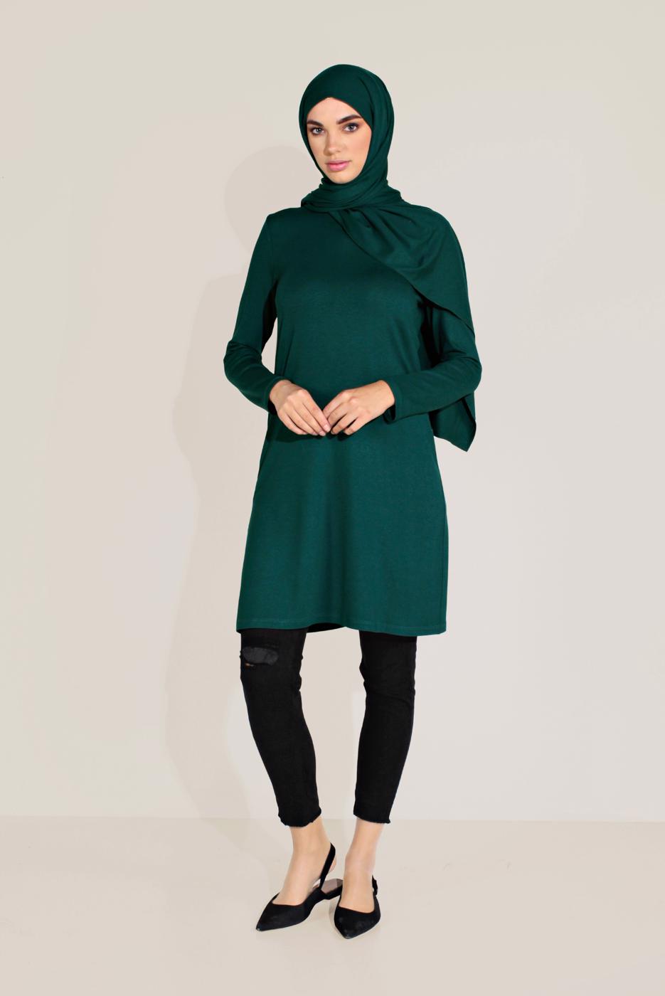 Tesettür giyim MAVİ ALVİNA ÖRME VİSKON TUNİK 40825 