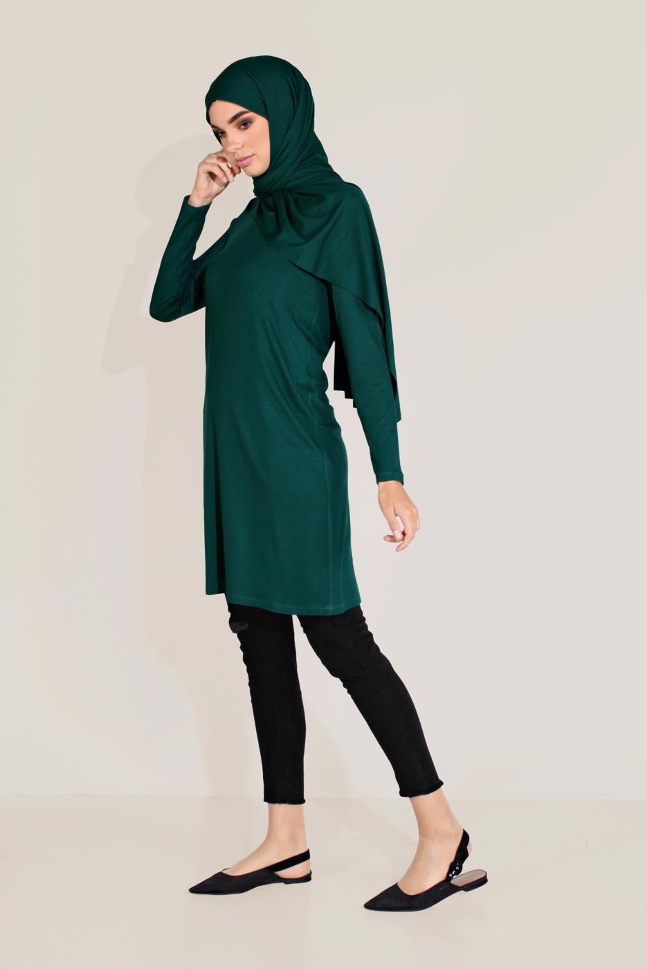 Tesettür giyim MAVİ ALVİNA ÖRME VİSKON TUNİK 40825 