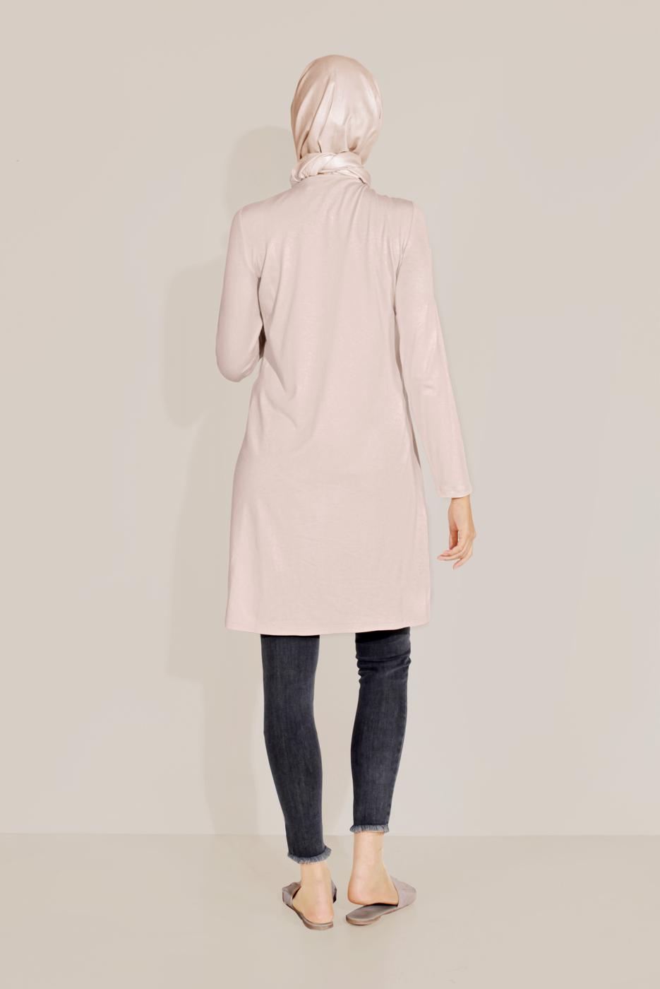 Tesettür giyim PUDRA ALVİNA ÖRME VİSKON TUNİK 40825 