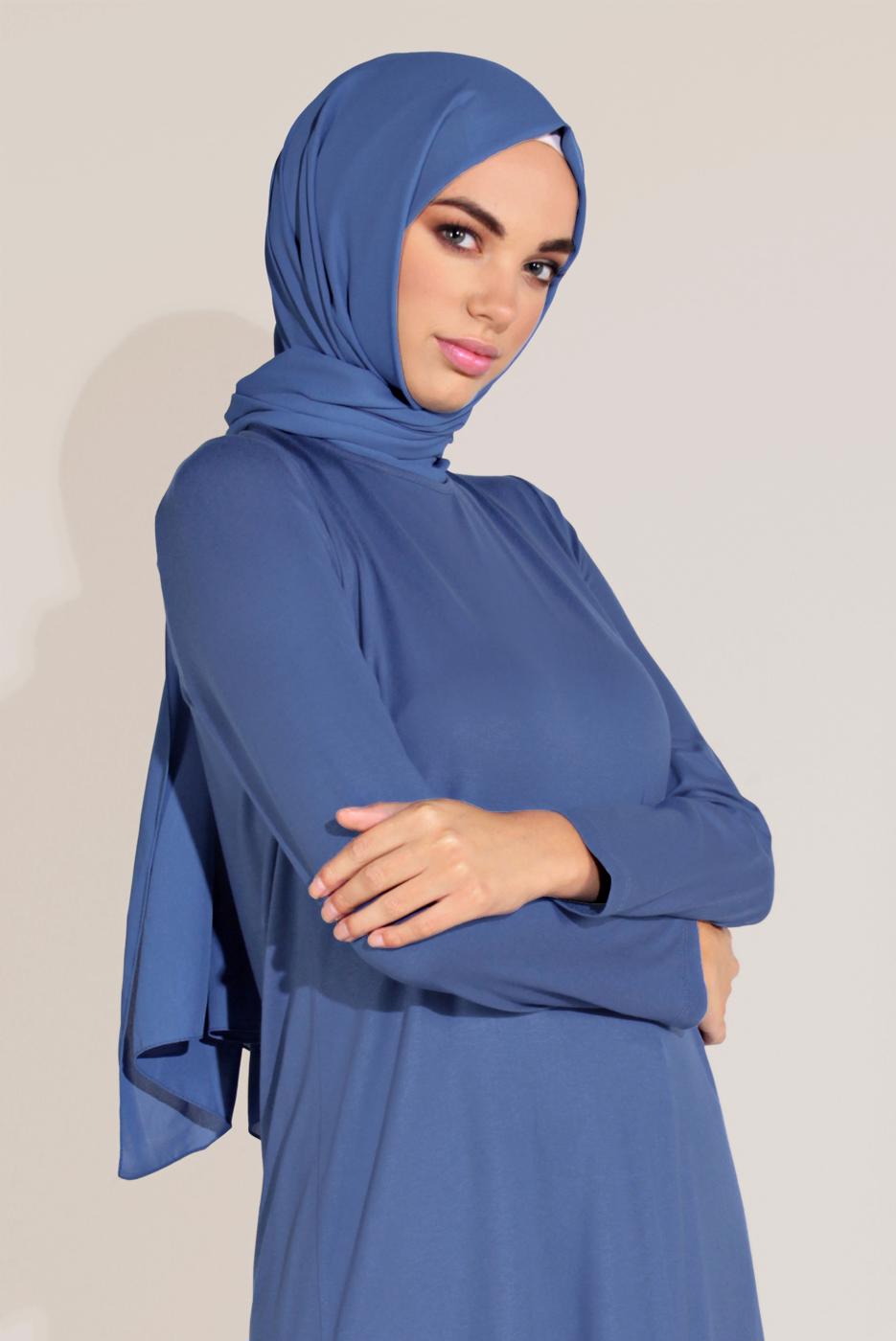Tesettür giyim LACİVERT ALVİNA ÖRME VİSKON TUNİK 40825 