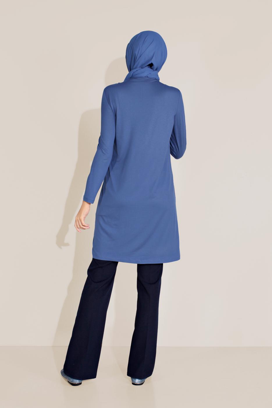Tesettür giyim LACİVERT ALVİNA ÖRME VİSKON TUNİK 40825 