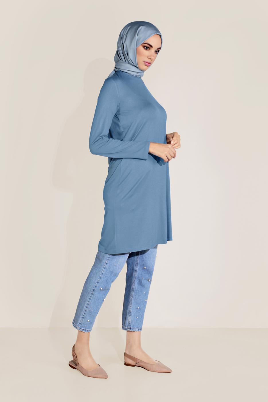 Tesettür giyim YEŞİL ALVİNA ÖRME VİSKON TUNİK 40825 