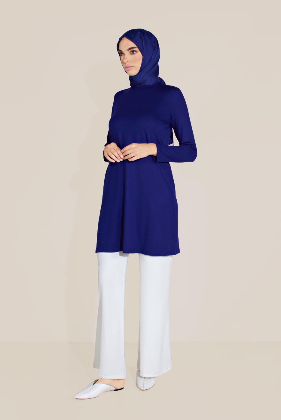Tesettür giyim LACİVERT ALVİNA ÖRME VİSKON TUNİK 40825 