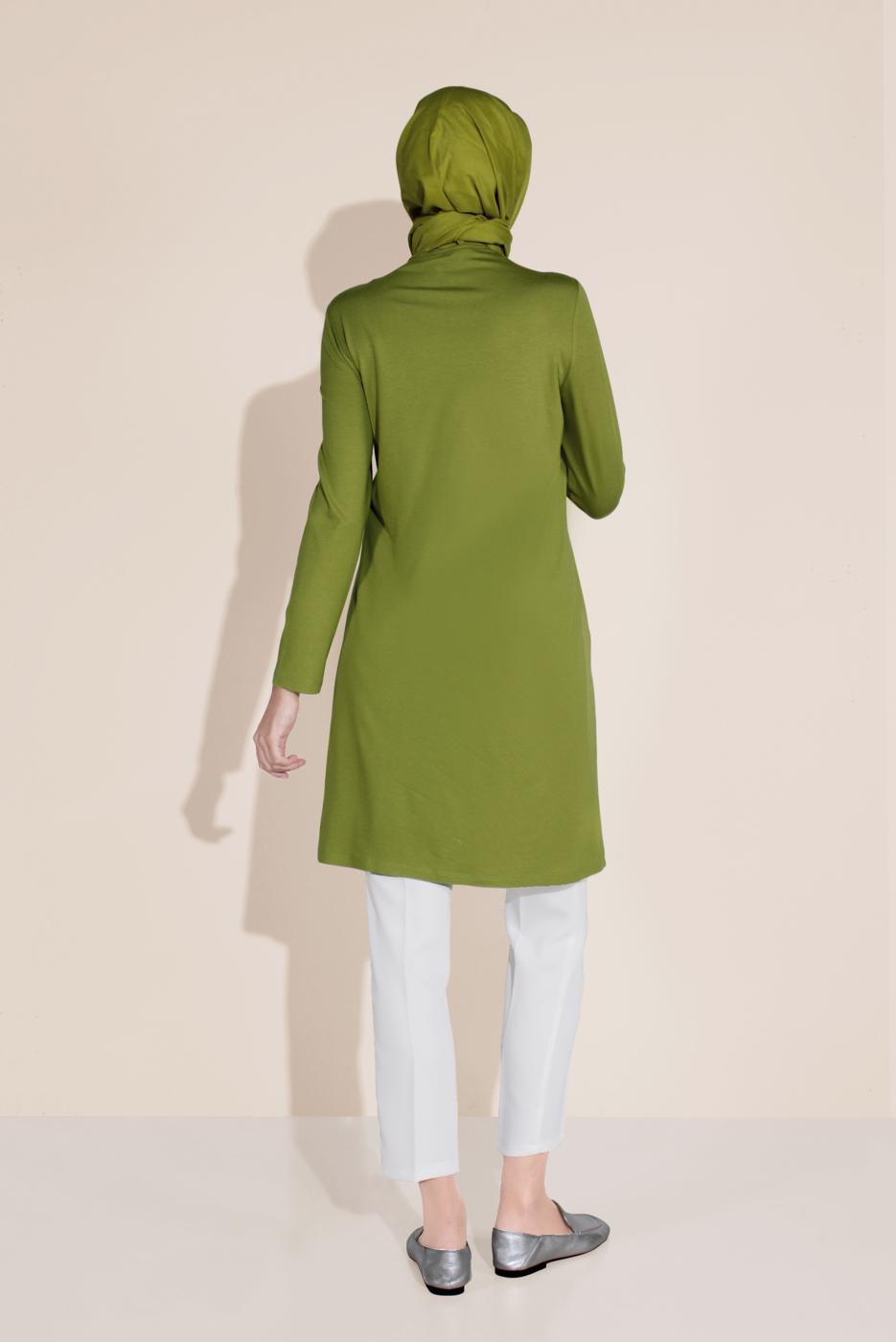 Tesettür giyim YEŞİL ALVİNA ÖRME VİSKON TUNİK 40825 