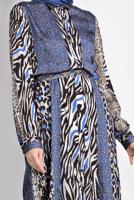 Tesettür giyim LACİVERT MİX DESENLİ BELDEN BAĞLAMALI TUNİK 4086