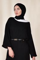 Tesettür giyim SİYAH CEP DETAYLI SALAŞ TUNİK 4110
