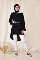 Tesettür giyim SİYAH CEP DETAYLI SALAŞ TUNİK 4110